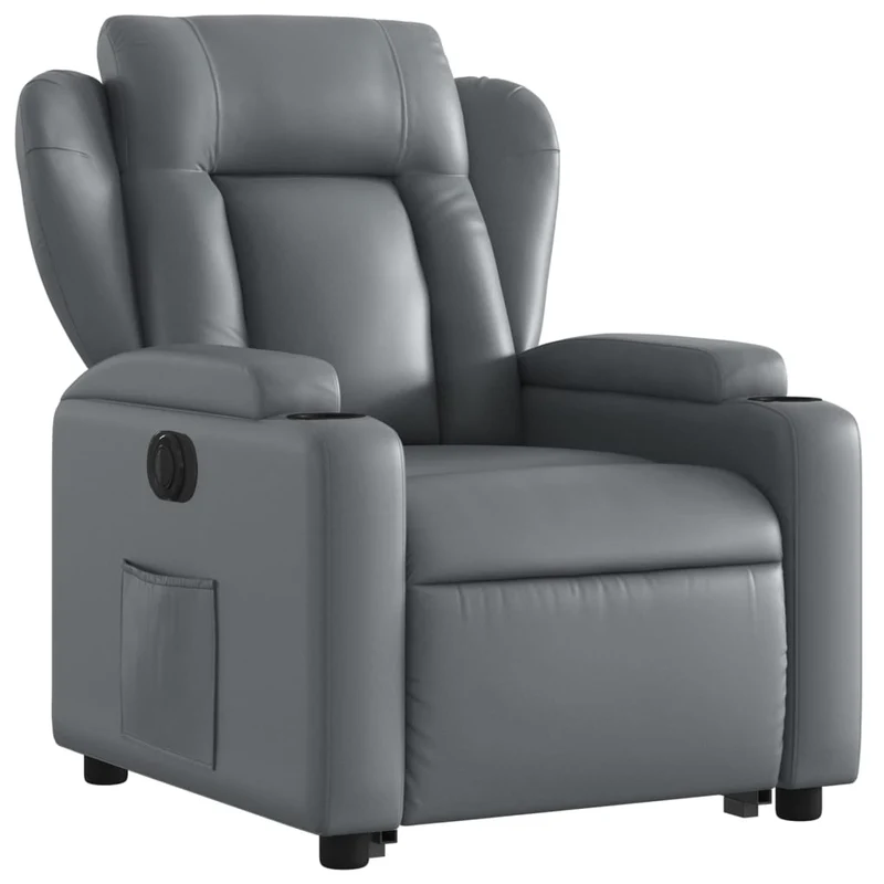Fauteuil relax TV fonction de levage électrique très confortable en PVC gris DEC028383