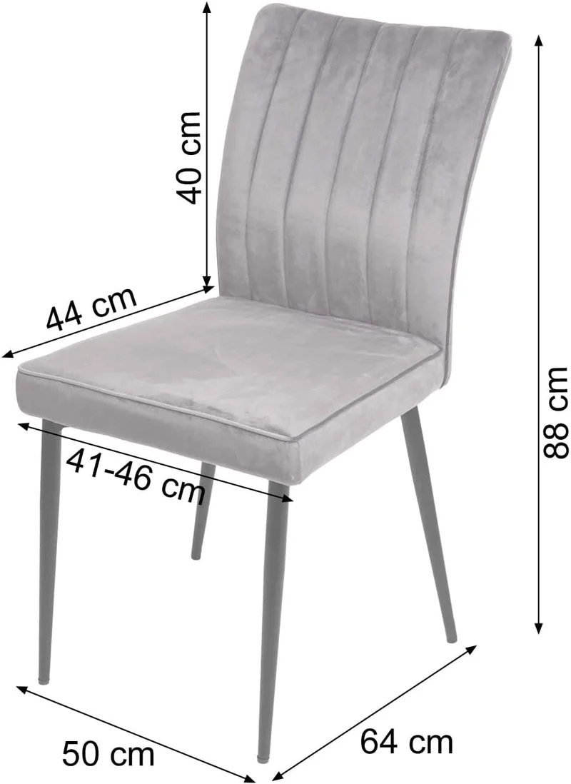 Ensemble de 6 chaises de salle à manger en velours gris foncé pieds en métal CDS04676