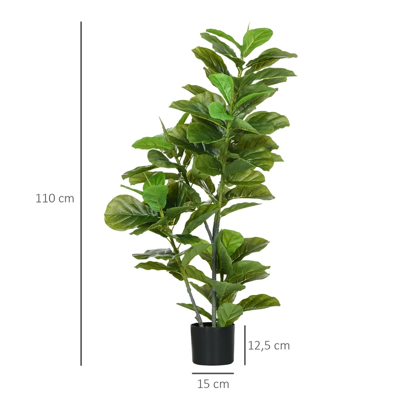 Lot de 2 plantes artificielles figuier intérieur 110 x 15 x 12,5 cm sans entretien contemporain en polyéthylène vert 21_0001316