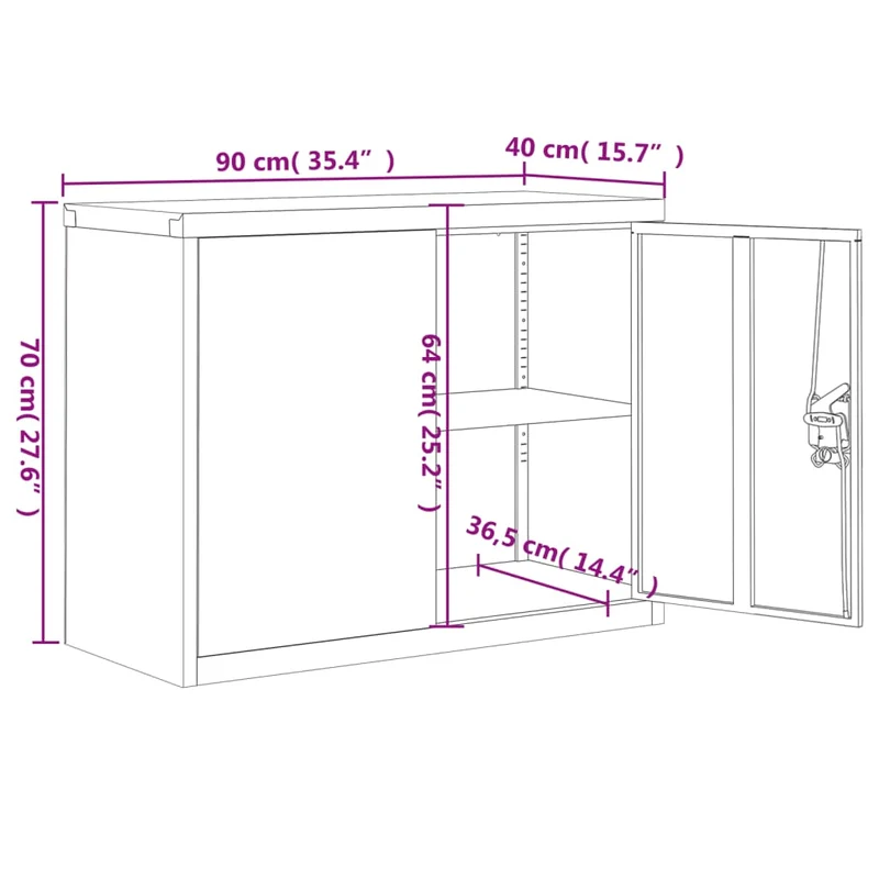 Caissons à tiroirs meuble de bureau avec 1 étagère réglable 90 x 40 x 70 cm acier noir DEC024594