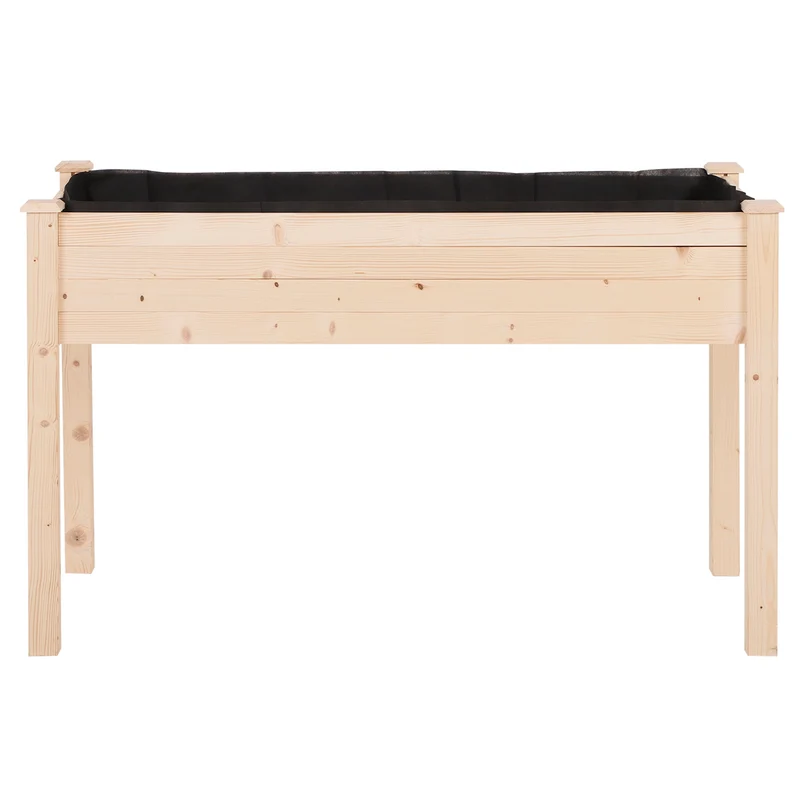 Jardinière surélevée potager sur pied 122 x 56 x 76 cm drainage doublure style rustique jardin balcon en bois naturel 21_0004118