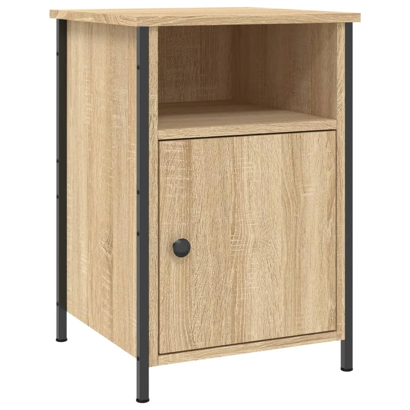 Lot de 2 tables de chevet avec rangement 40 x 42 x 60cm bois d'ingénierie couleur chêne et fer DEC035890