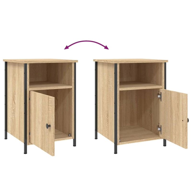 Lot de 2 tables de chevet avec rangement 40 x 42 x 60cm bois d'ingénierie couleur chêne et fer DEC035890