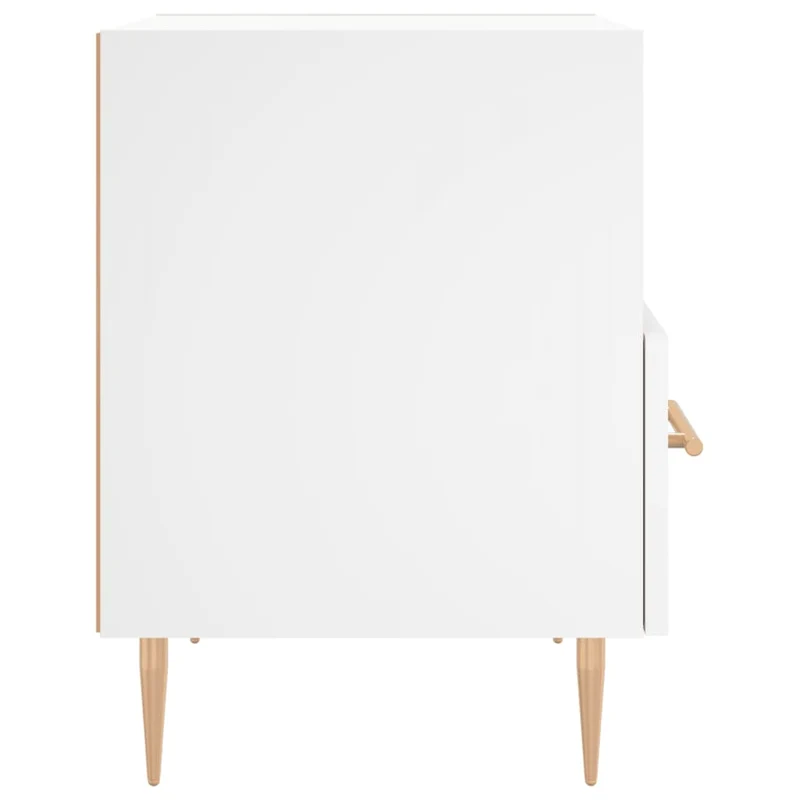 Table de chevet avec compartiment ouvert et tiroir 40 x 35 x 47,5 cm bois d’ingénierie blanc et fer DEC033355