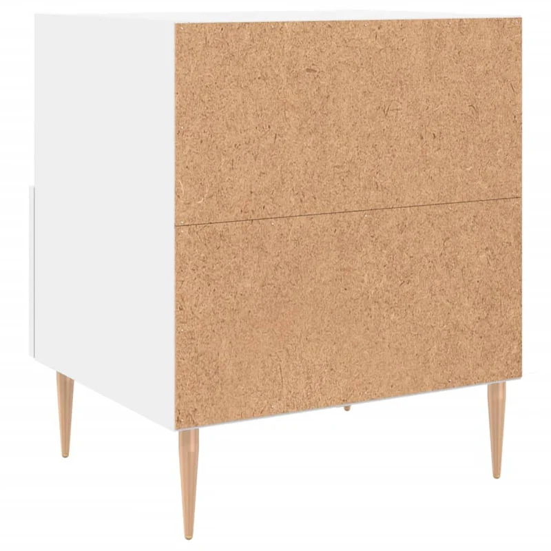 Table de chevet avec compartiment ouvert et tiroir 40 x 35 x 47,5 cm bois d’ingénierie blanc et fer DEC033355