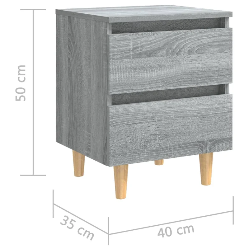 Table de chevet avec pieds en bois sonoma gris 40 x 35 x 50 cm gris DEC033224