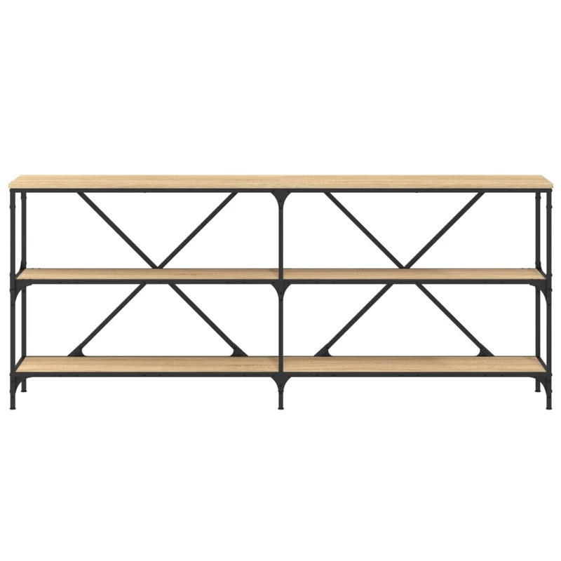 Table console avec étagères design industriel 180 x 30 x 75cm bois d'ingénierie et fer DEC031941