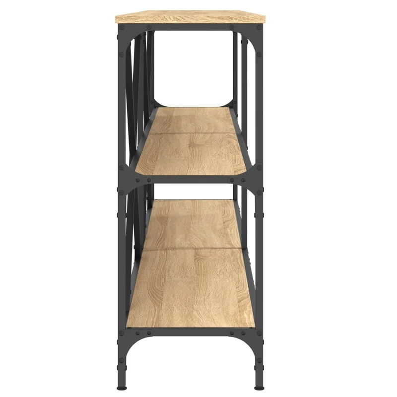 Table console avec étagères design industriel 180 x 30 x 75cm bois d'ingénierie et fer DEC031941