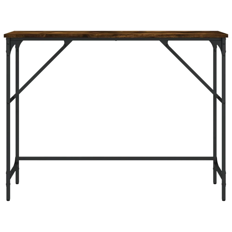 Table console style industriel 100 x 32 x 75 cm bois d'ingénierie marron et métal DEC031762