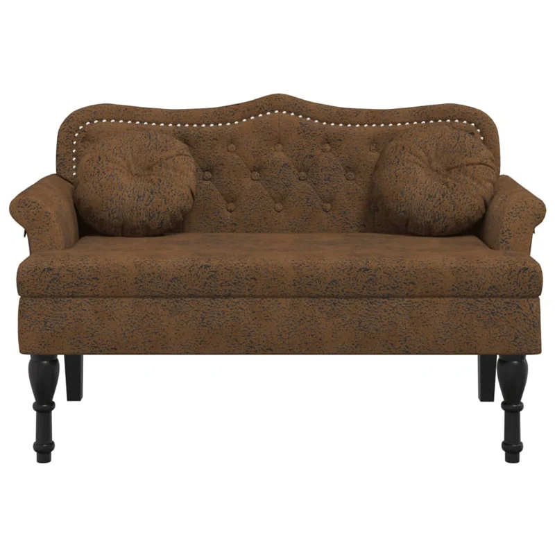 Banquette banc avec coussins et dossier capitonné 120,5 x 65 x 75 cm PVC aspect daim marron DEC024632