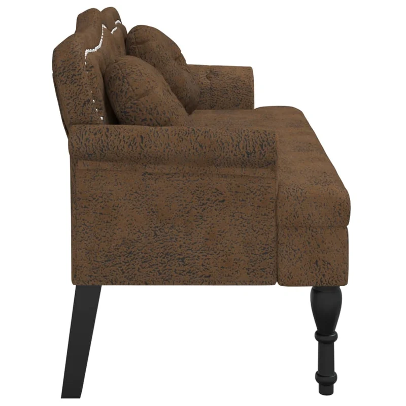 Banquette banc avec coussins et dossier capitonné 120,5 x 65 x 75 cm PVC aspect daim marron DEC024632