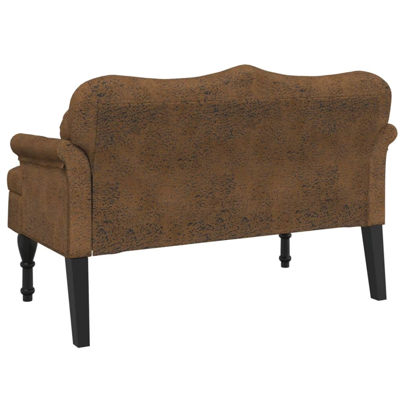Banquette banc avec coussins et dossier capitonné 120,5 x 65 x 75 cm PVC aspect daim marron DEC024632
