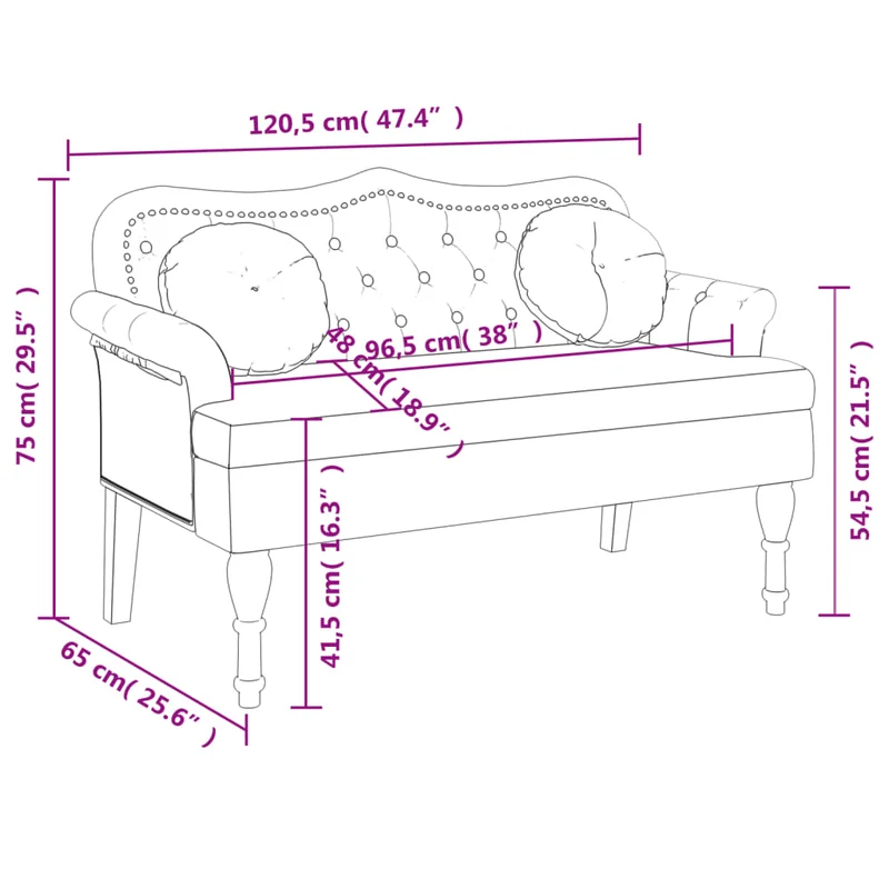 Banquette banc avec coussins et dossier capitonné 120,5 x 65 x 75 cm PVC aspect daim marron DEC024632