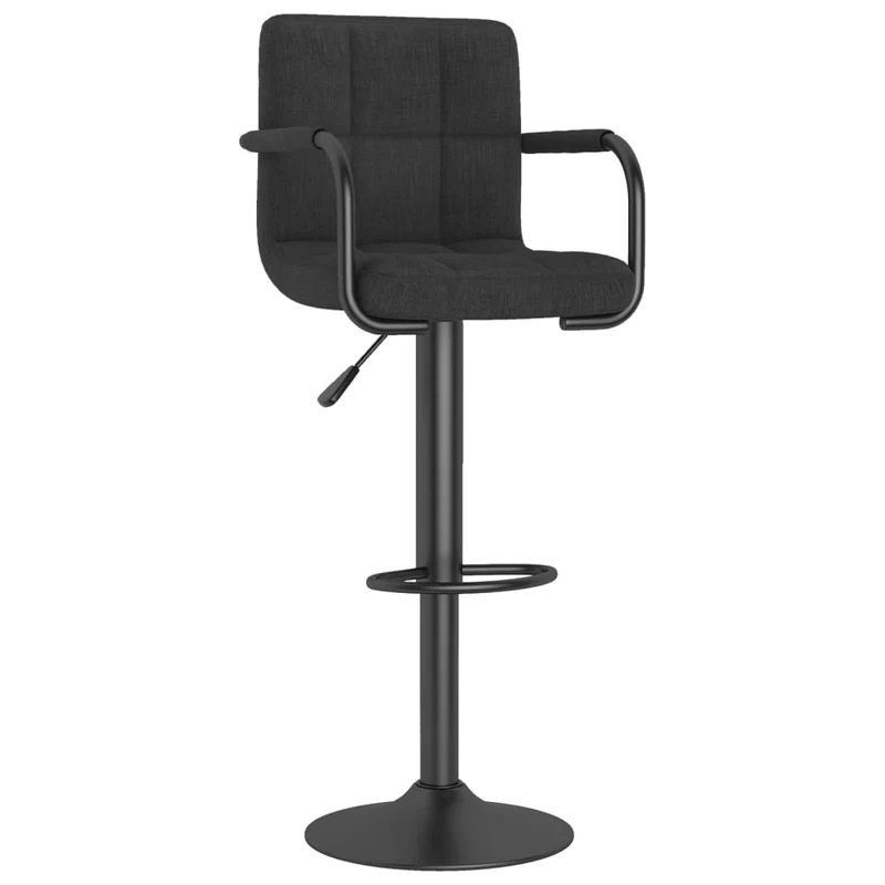 Lot de 2 tabourets de bar chaises hautes avec dossier et accoudoirs en tissu noir cadre en acier DEC029815