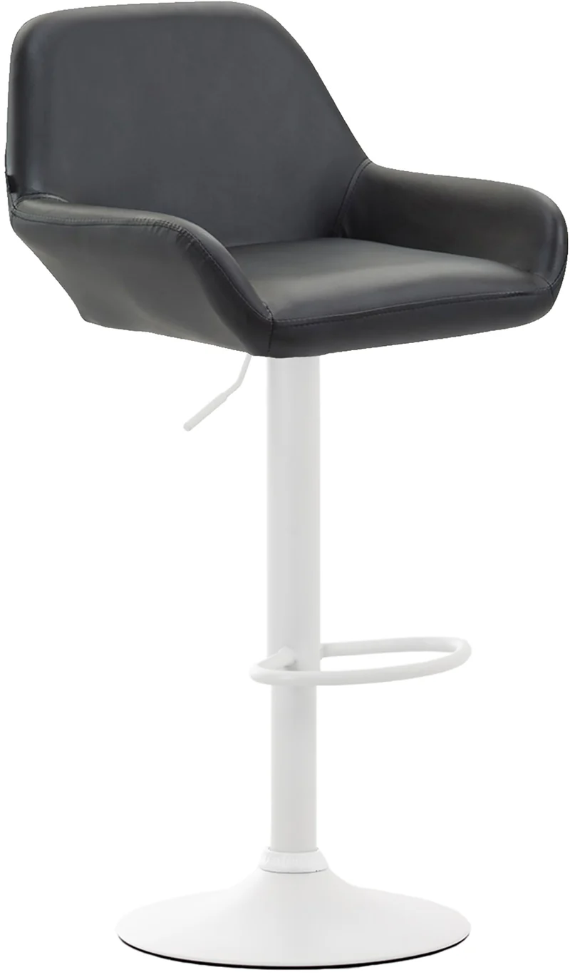 Lot de 2 tabourets de bar repose-pieds en forme d'arc en métal blanc assise en PVC noir 10_0004028