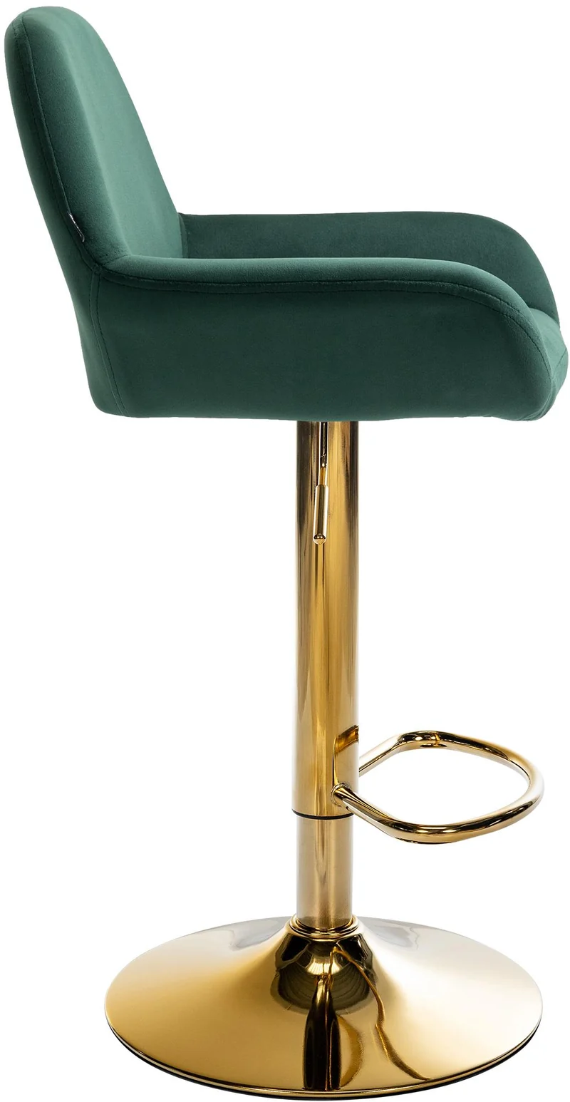 Lot de 2 tabourets de bar repose-pieds intégré revêtement velours vert structure en métal doré TDB10739