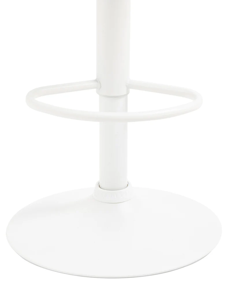Tabouret de bar en velours rembourré vert base trompette métal blanc mat TDB10417