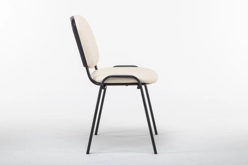 Chaise visiteur assise rembourrée en synthétique crème BUR10072