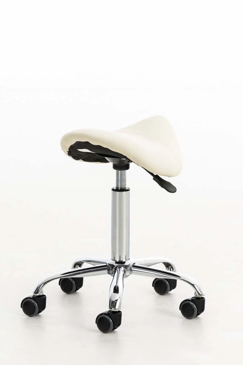 Tabouret de travail avec roulette en synthétique crème TABO10011