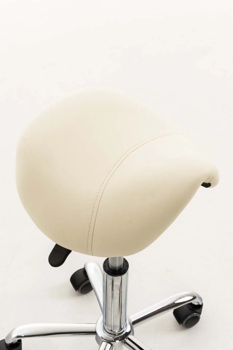 Tabouret de travail avec roulette en synthétique crème TABO10011