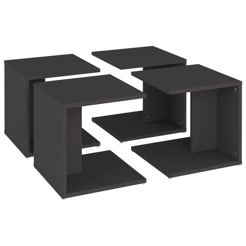 Set de 4 tables basses 33 x 33 x 33 cm bois d'ingénierie gris DEC040458