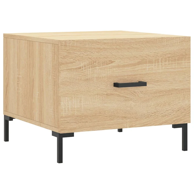Set de 2 tables basses d'appoint avec tiroir 50 x 50 x 40 cm bois d'ingénierie couleur chêne et fer DEC040385