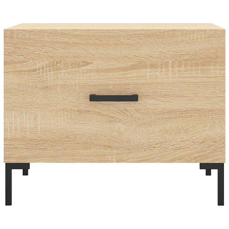 Set de 2 tables basses d'appoint avec tiroir 50 x 50 x 40 cm bois d'ingénierie couleur chêne et fer DEC040385