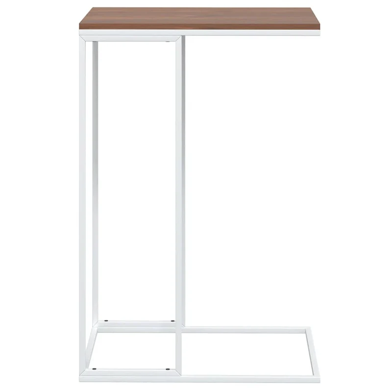 Table d'appoint en forme de C 40 x 30 x 59 cm bois d'ingénierie marron et fer blanc DEC040256