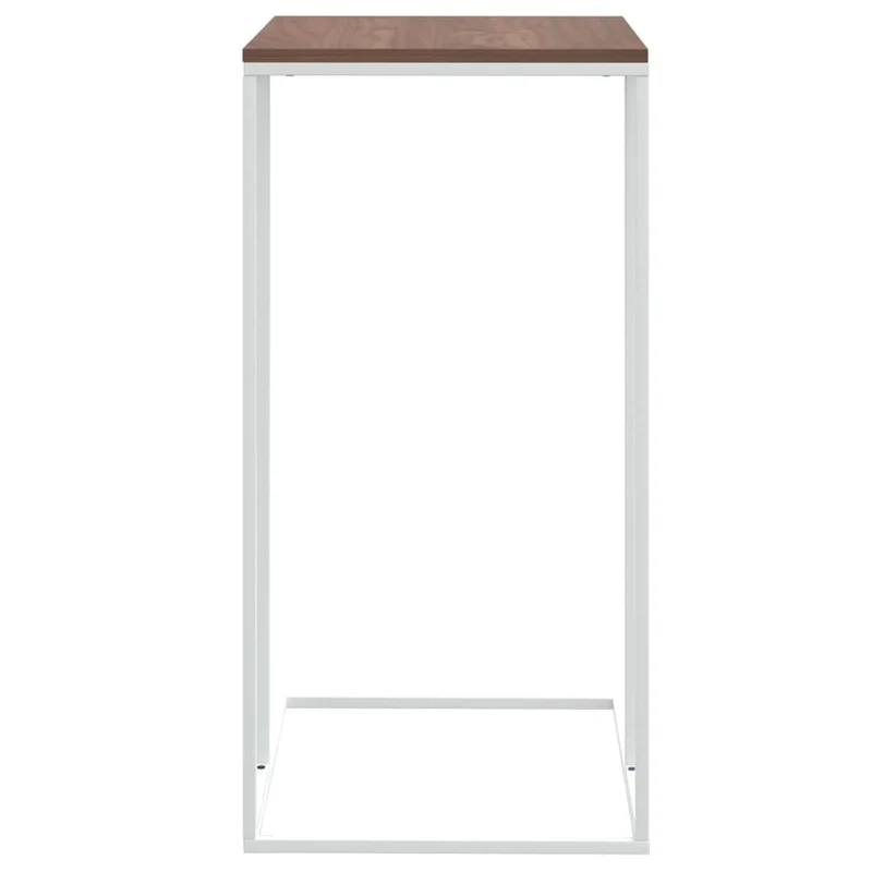 Table d'appoint en forme de C 40 x 30 x 59 cm bois d'ingénierie marron et fer blanc DEC040256