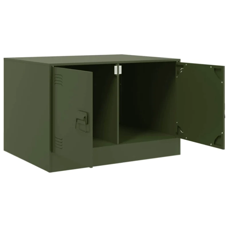 Table basse avec deux portes 67 x 50 x 44 cm acier vert DEC040197