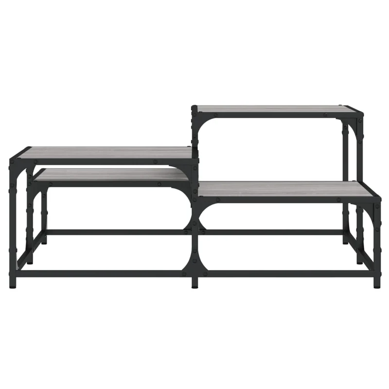 Table basse avec étagère style industriel 87,5 x 87,5 x 40 cm bois d'ingénierie gris et métal DEC040110