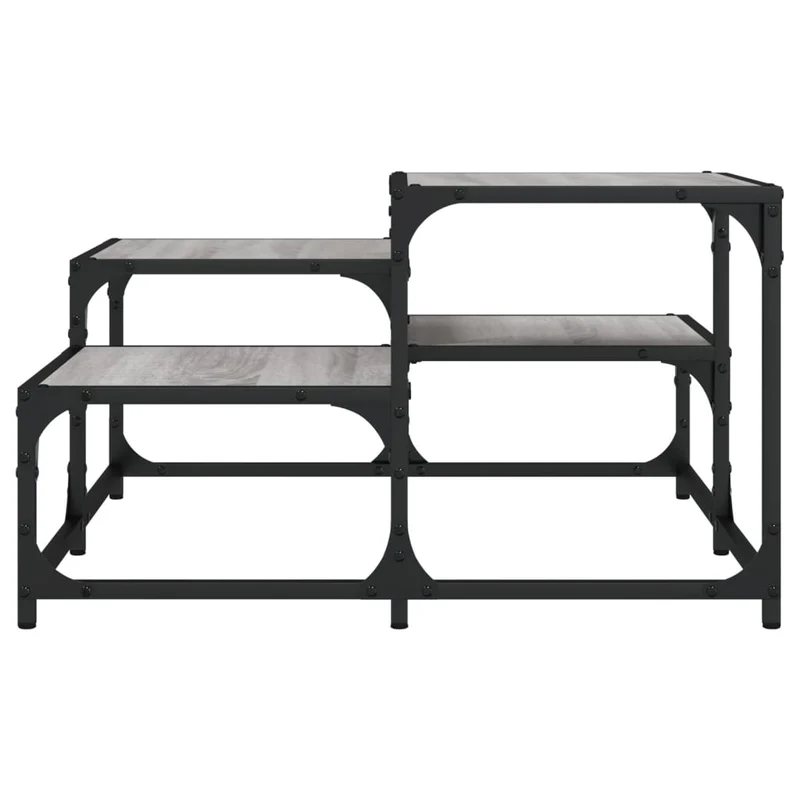 Table basse style industriel 68 x 68 x 40 cm bois d'ingénierie gris et métal DEC040075