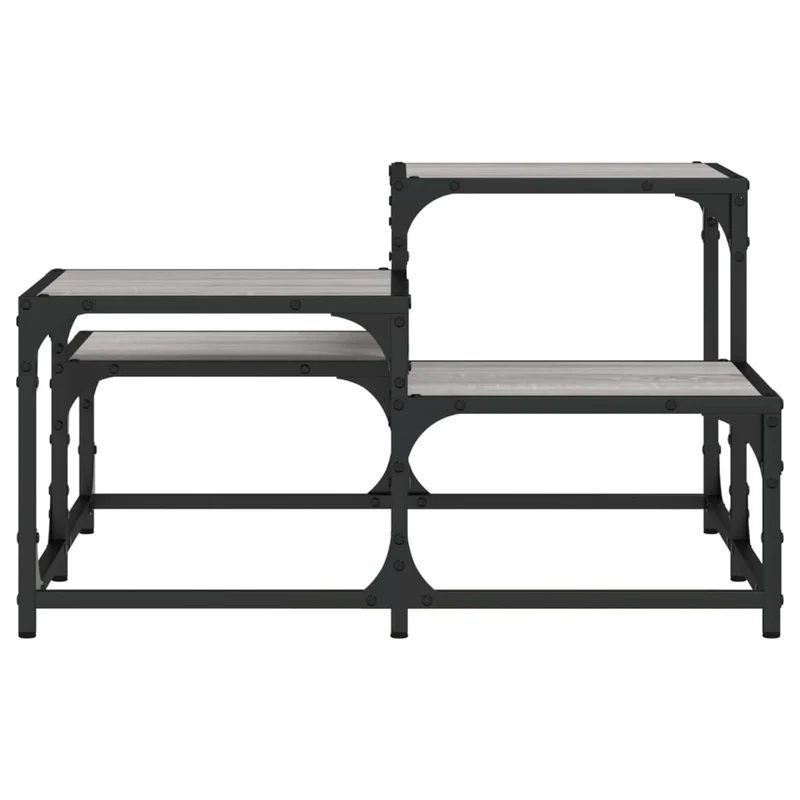 Table basse style industriel 68 x 68 x 40 cm bois d'ingénierie gris et métal DEC040075