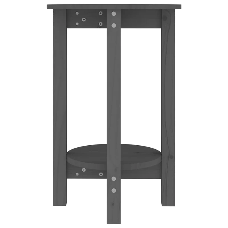 Table d'appoint avec étagère Ø 40 x 60 cm bois massif de pin gris DEC039414