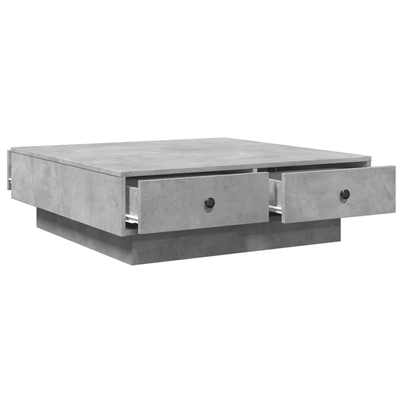 Table basse avec tiroirs design intemporel 90 x 90 x 28 cm aggloméré gris DEC039406