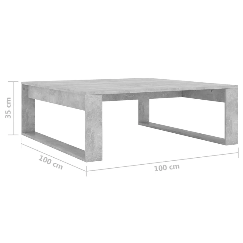 Table basse styyle intemporel 100 x 100 x 35 cm bois d'ingénierie gris DEC039223