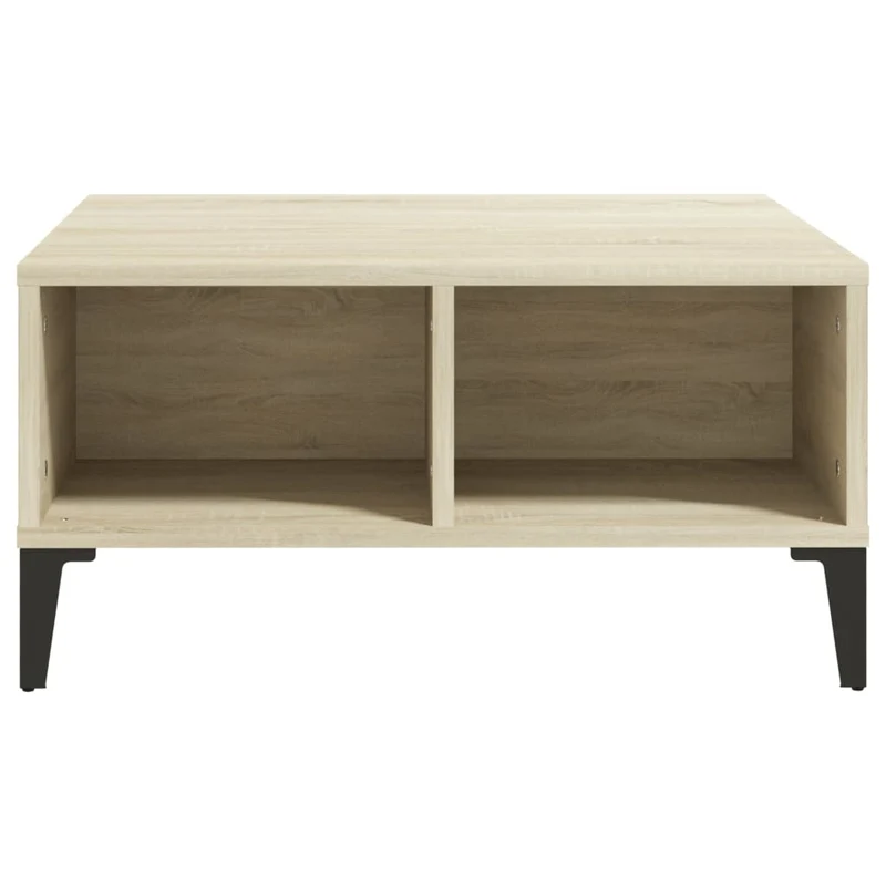 Table basse 4 compartiments design intemporel 60 x 60 x 30 cm bois d'ingénierie couleur chêne et métal DEC038979