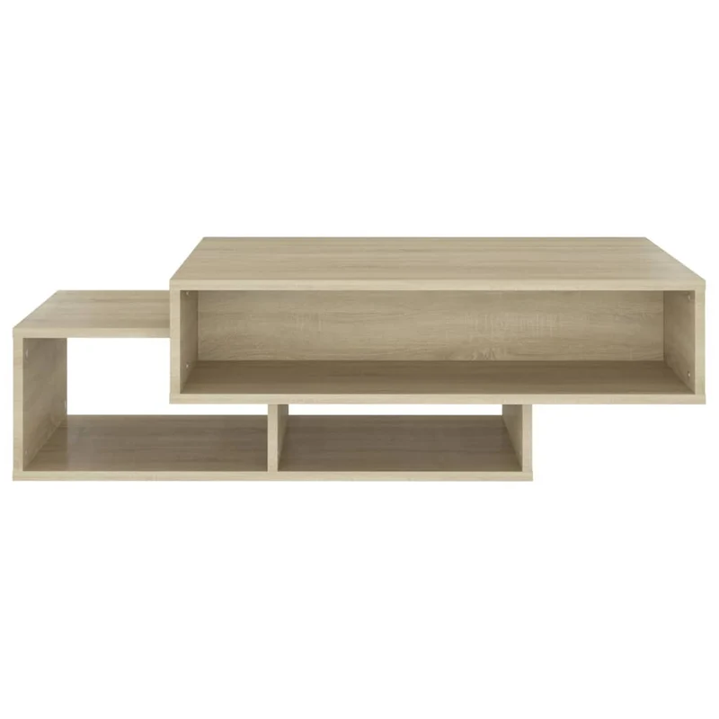 Table basse 3 compartiments design intemporel 105 x 55 x 32 cm bois d’ingénierie couleur chêne DEC038924