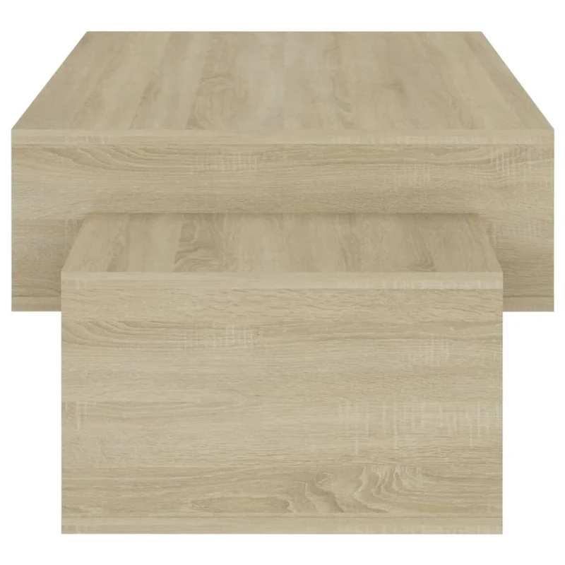 Table basse 3 compartiments design intemporel 105 x 55 x 32 cm bois d’ingénierie couleur chêne DEC038924