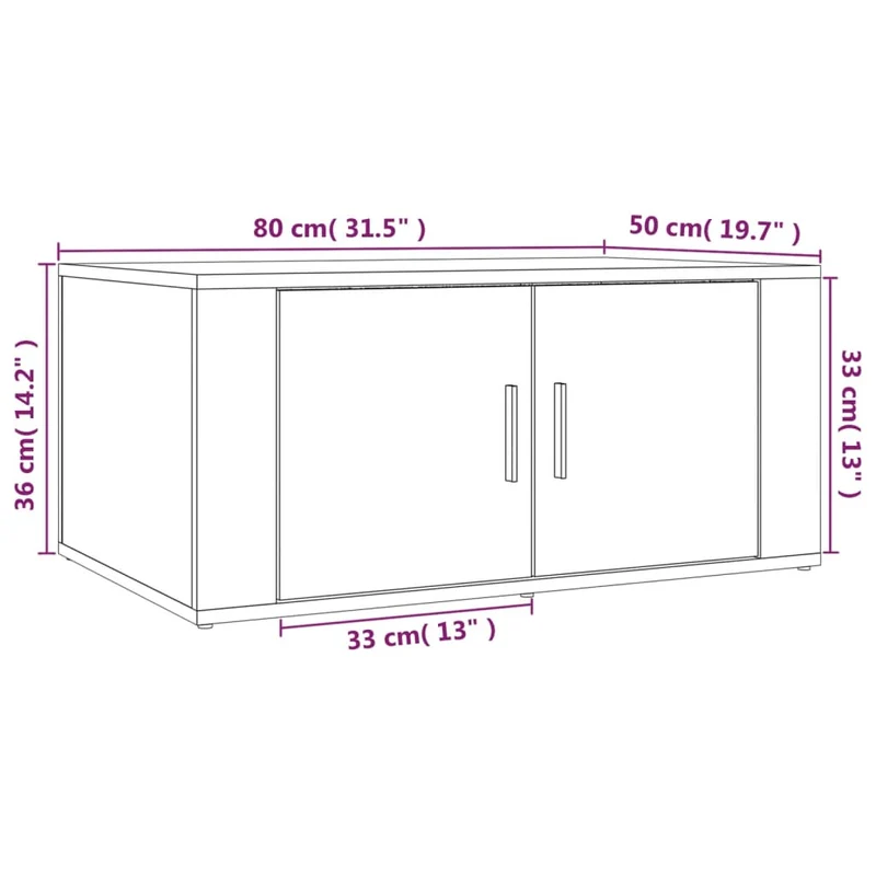 Table basse avec deux compartiments design intemporel 80 x 50 x 36 cm bois d'ingénierie marron DEC038745