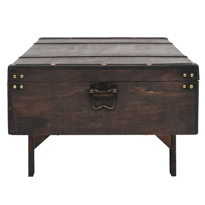 Table basse forme coffre design rusitque vintage 120 x 55 x 35 cm contreplaqué marron DEC039092
