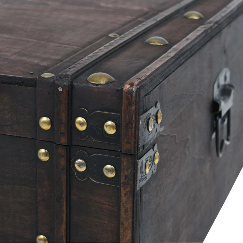 Table basse forme coffre design rusitque vintage 120 x 55 x 35 cm contreplaqué marron DEC039092