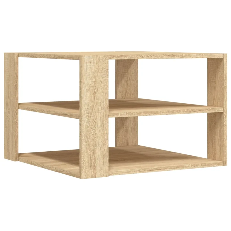 Table basse 3 niveaux design intemporel 59,5 x 59,5 x 40 cm bois d'ingénierie couleur chêne DEC038969