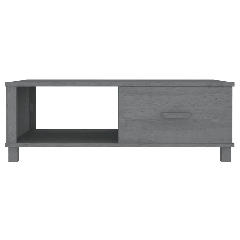 Table basse avec tiroir et d'un compartiment design moderne 100 x 55 x 35 cm bois massif de pin MDF gris DEC039423