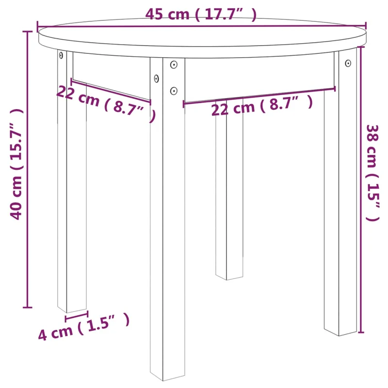 Table d'appoint chevet design intemporel Ø 45 x 40 cm bois massif de pin gris DEC039416