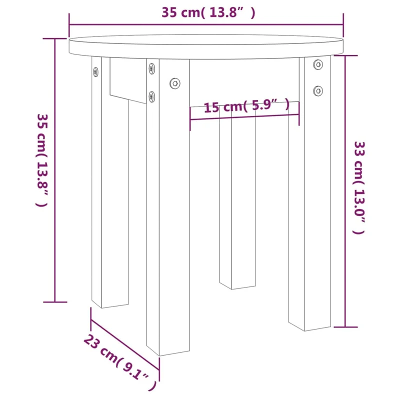 Table d'appoint chevet intemporel Ø 35 x 35 cm bois massif de pin gris DEC039413