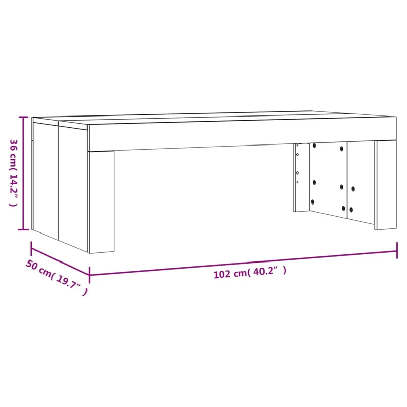 Table basse design simple 102 x 50 x 36 cm bois d'ingénierie gris DEC039249