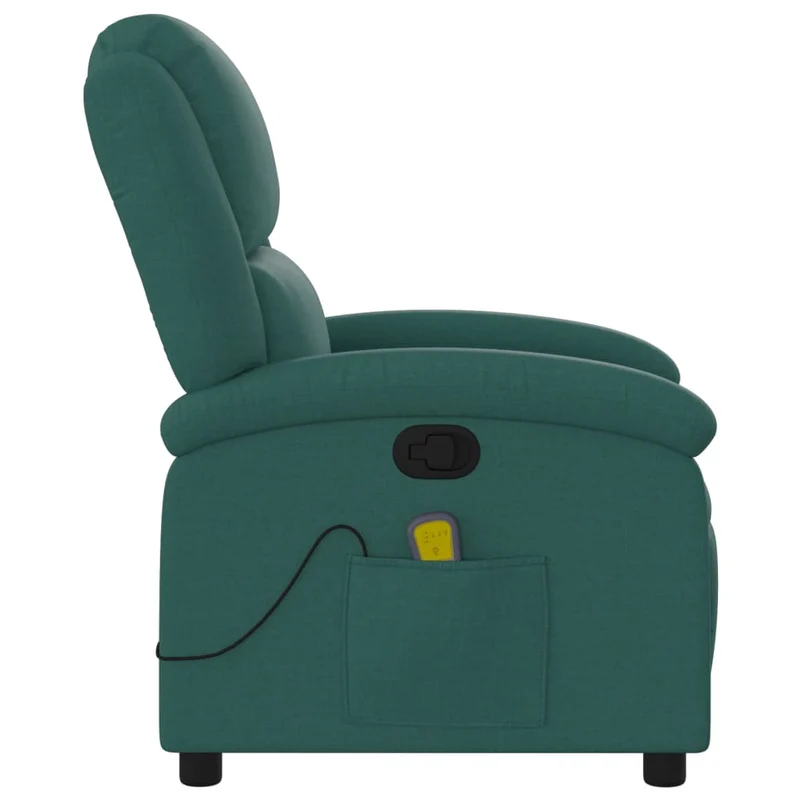 Fauteuil de relaxation TV fonction massage inclinable 6 points de massage en tissu vert foncé DEC027125