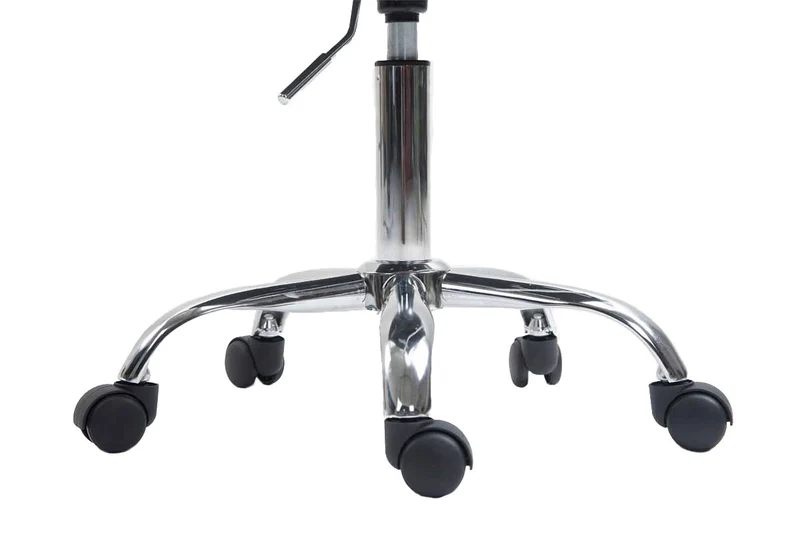 Chaise de bureau sur roulettes hauteur réglable en PVC blanc et métal chromé 10_0006996