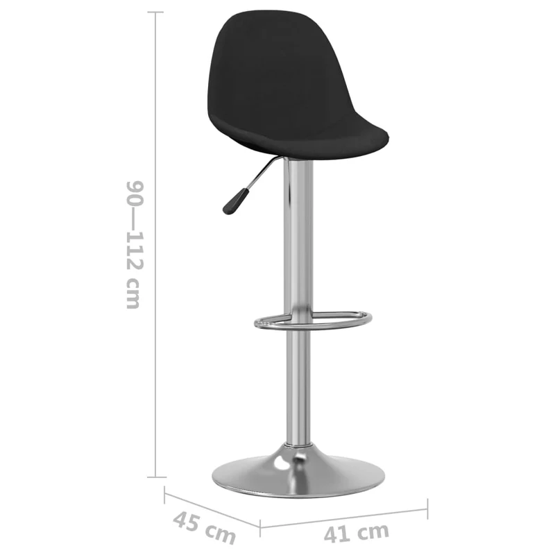 Lot de 2 tabourets de bar chaises hautes en tissu noir base en acier chromé DEC029819
